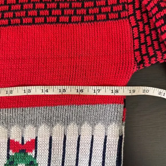 Vintage Christmas Sweater Women Small Ugly Xmas Party Carolers Cats Holiday 90s - Picture 10 of 12